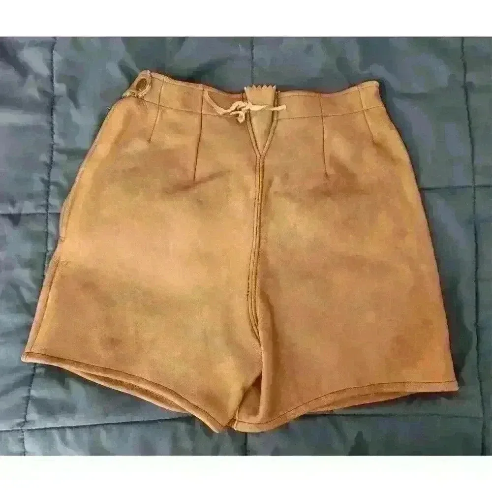 Vintage German Leather Womens Shorts 60's Size‎ M SEE PHOTOS Hipster Classy